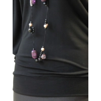 Bluzeczka Diana z pięknymi falbaniastymi rękawami - czarna